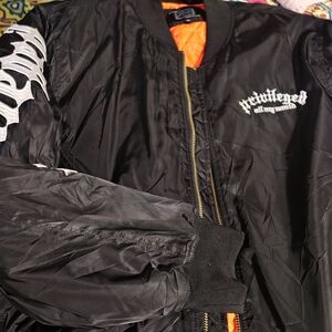 Light Black Bomber Jacket with White Accents ( Brand New w/o tags )